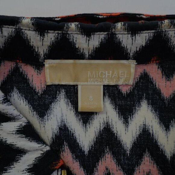 DAMAGED Michael Kors Orange Black Full Zip Collared Shirt Jacket 8 Tab Roll Slee - Picture 7 of 9